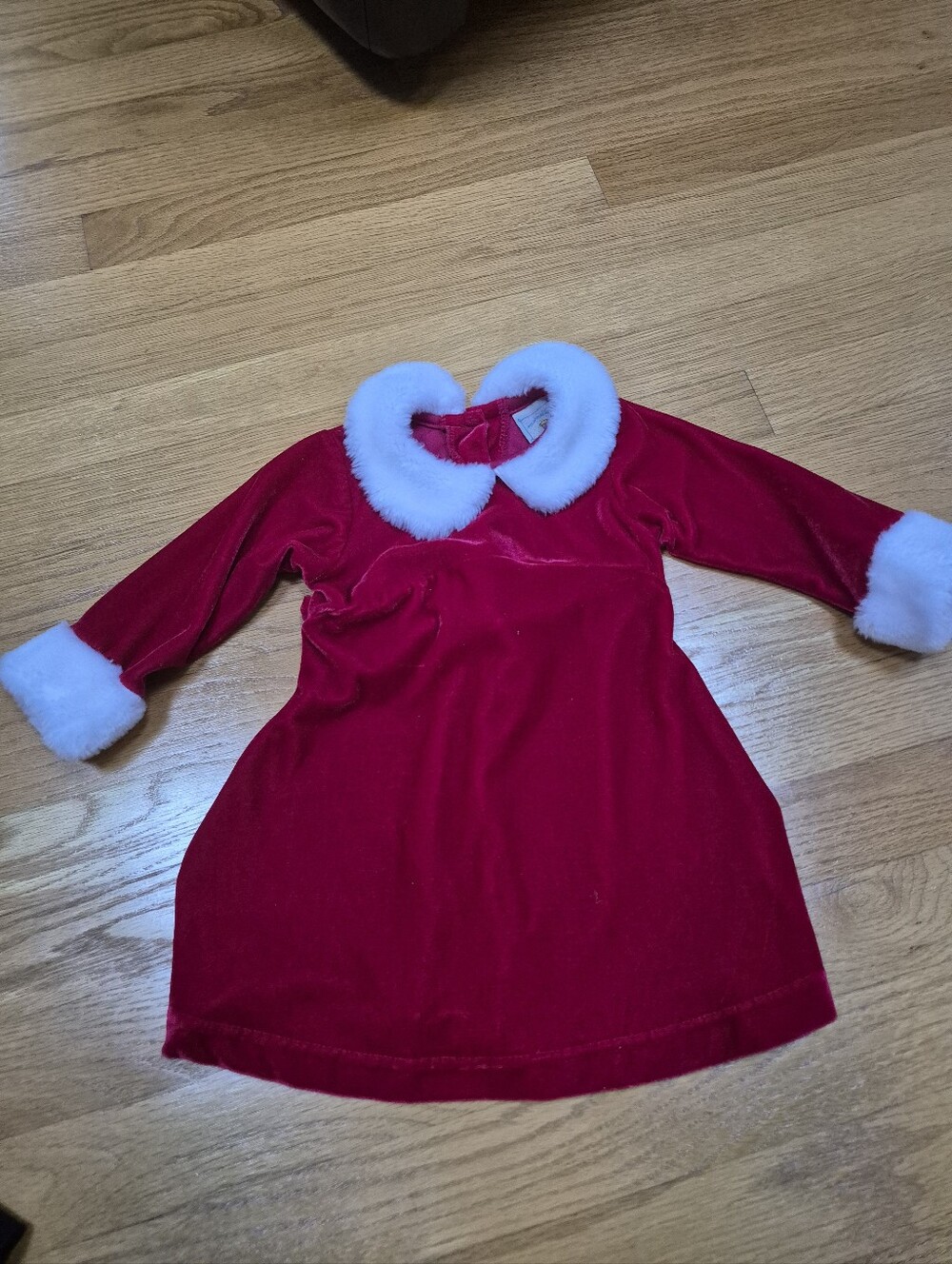 Marmellata Baby Girls Red Velvet Christmas Dress Faux Fur Trim 9M
